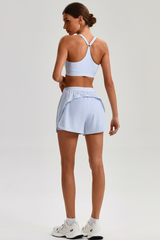 Women's Y-Back Sports Bra & Double-Layer Shorts 2-Piece Set