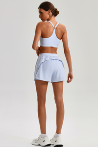 Women's Y-Back Sports Bra & Double-Layer Shorts 2-Piece Set