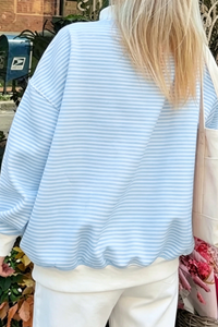 Women's Fall Southern Style Soft Striped Mock Neck Sweatshirt
