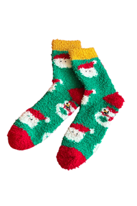 Women's Christmas Printed Fuzzy Plush Mid‑Calf Socks