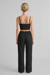 Women's Faux Two-Piece Strap Tank Top And Wide-Leg Pants Set