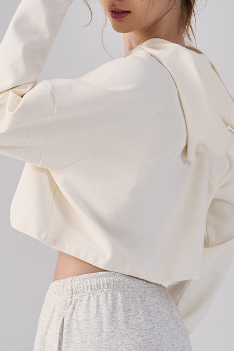 Women's Fall/Winter Drawstring Cropped Finger Cuffs Hoodie