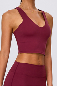 Women's Athletic V Neck Y Back Padded Yoga Bra