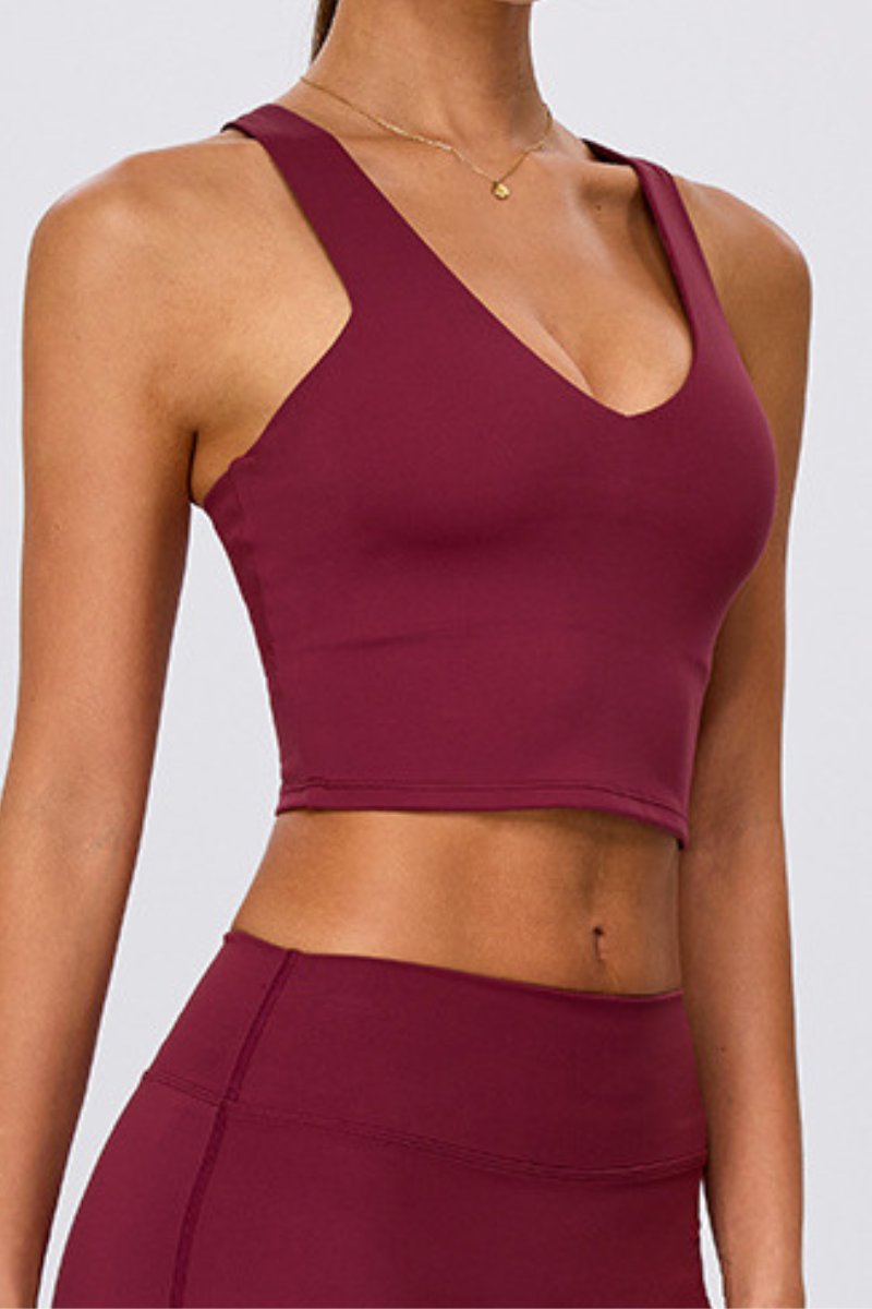 Women's Athletic V Neck Y Back Padded Yoga Bra