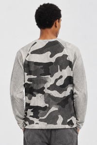 Men's Fall Camo Waffle Breathable Long Sleeve Top