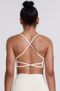 Women's Crisscross Back Spaghetti Straps Quick Dry Sports Bra