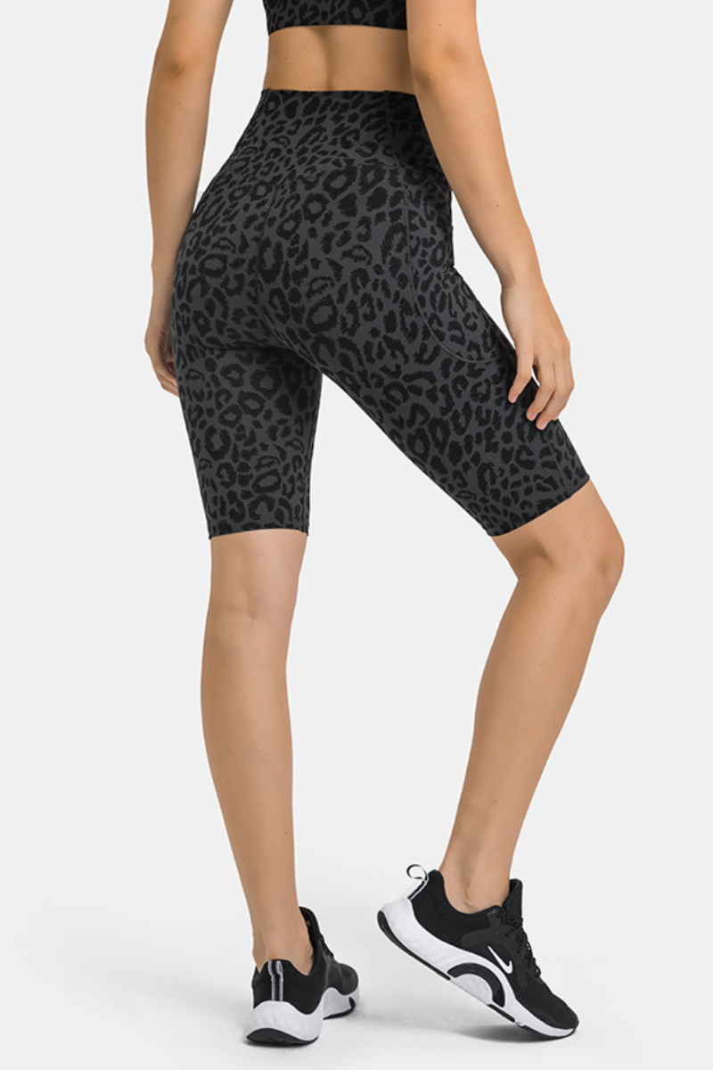 Women's V-Waist High-Waisted Biker Yoga Shorts with Pockets