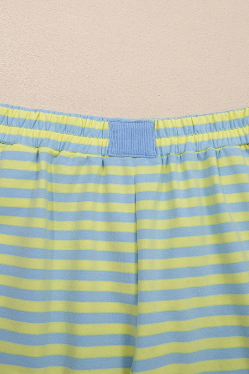 Women's Fall Striped Mockneck Sweatshirt and Shorts Set