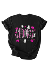 Women's Halloween Pumpkin Ghost Bat Print T‑shirt