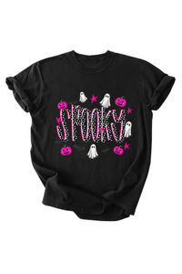 Women's Halloween Pumpkin Ghost Bat Print T‑shirt