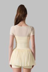 Women's Athleic Set:Faux Two-Piece T-shirt And Mini Skirt