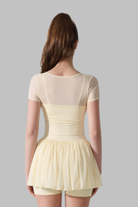 Women's Athleic Set:Faux Two-Piece T-shirt And Mini Skirt