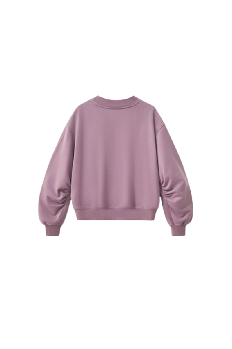 Women's Fall Boxy V Neck Drop Shoulder Rib Cuffs Sweatshirt
