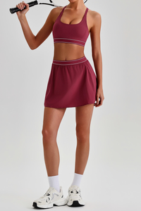 Women's Tennis Y-Back Bra And Side Pocket Skort 2-Piece Set