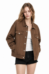 Women's Fall 100% Cotton Oversized Washed Denim Jacket