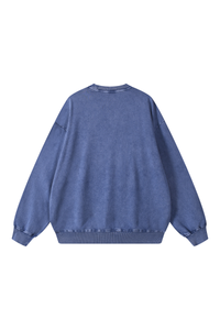 Unisex Fall 100% Cotton Snow Washed Crewneck Sweatshirt
