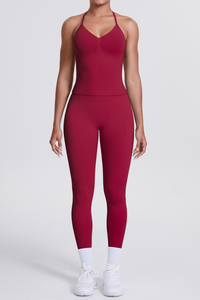 High-Waist Seamless Yoga Set - Halter Neck, Quick-Dry Fitness Outfit