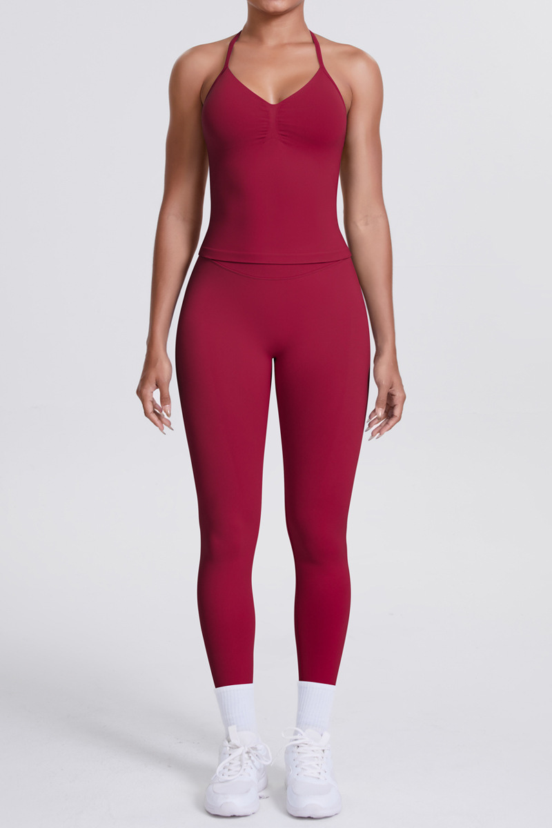 High-Waist Seamless Yoga Set - Halter Neck, Quick-Dry Fitness Outfit