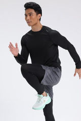 Men's Quick Dry Back Print Athletic Long Sleeve T-shirt