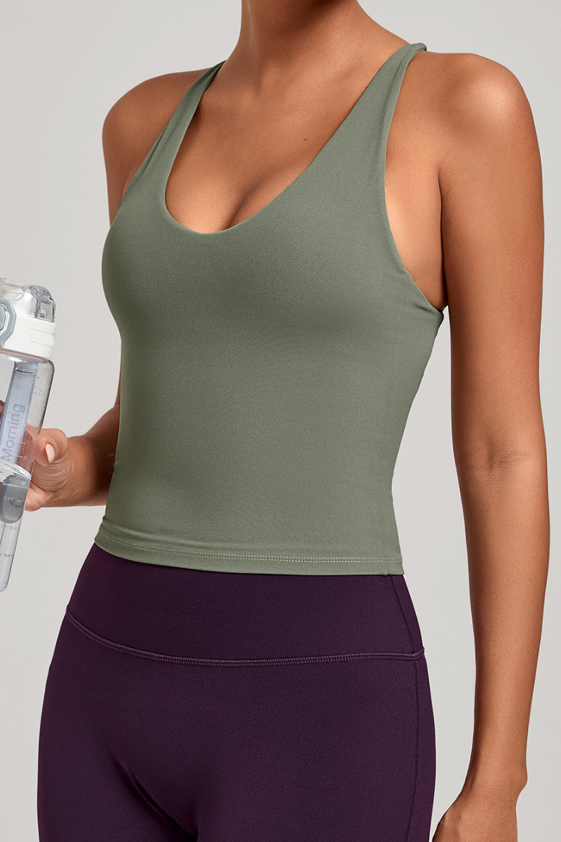 Women's Athletic V-neck Cross Back Tank Top