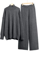 Thick-knit long pants set
