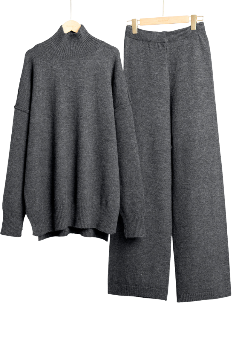 Thick-knit long pants set