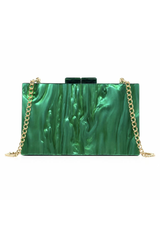 Women's Pearl Handle Acrylic Box Clutch Bag