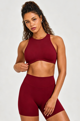 Women's Yoga Sets: Cutout Back Top and High Waist Shorts