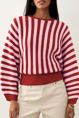 Women's Fall Cropped Color Block Striped Knit Sweater