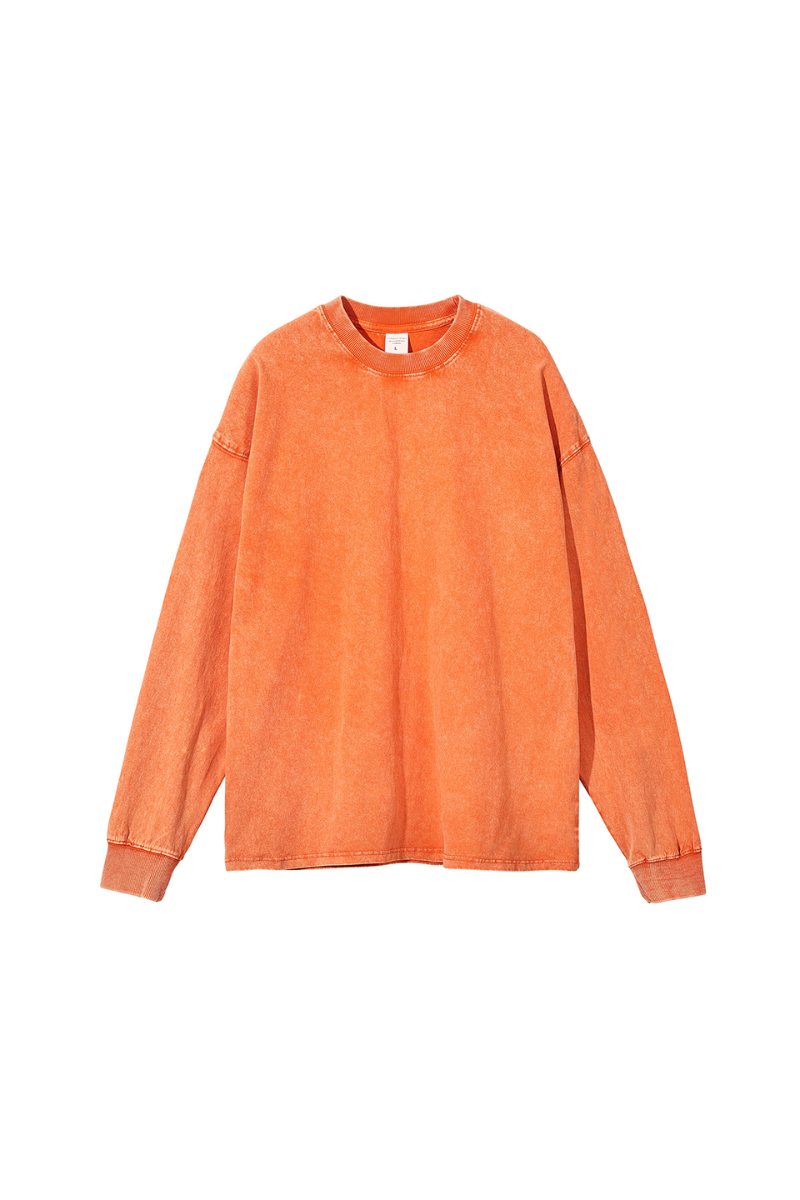 Unisex 100% Cotton Fall Vintage Washed Oversized Pullover