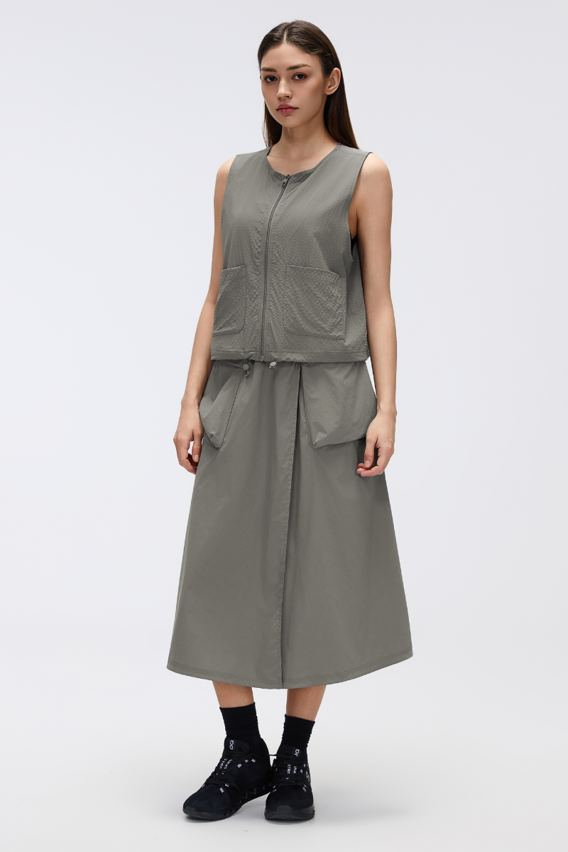 Women's Workwear Sleeveless  Drawstring Waist Cargo Vest