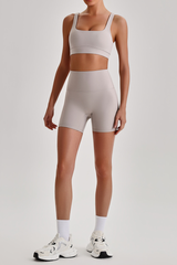 Women's  High Stretch Bra & No Front Seam Yoga Shorts Set