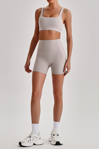 Women's  High Stretch Bra & No Front Seam Yoga Shorts Set