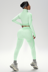 Women's Athletic Stand-Up Collar Seamless 2 Piece Set