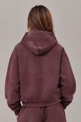 Women's Fleece-Lined Spray-Faded Oversized Hooded Jacket