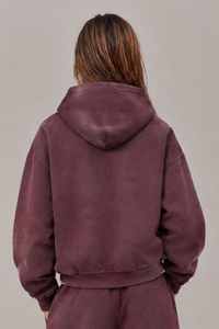 Women's Fleece-Lined Spray-Faded Oversized Hooded Jacket
