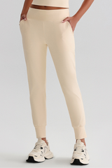 Leisure-style elastic-waist athletic pants