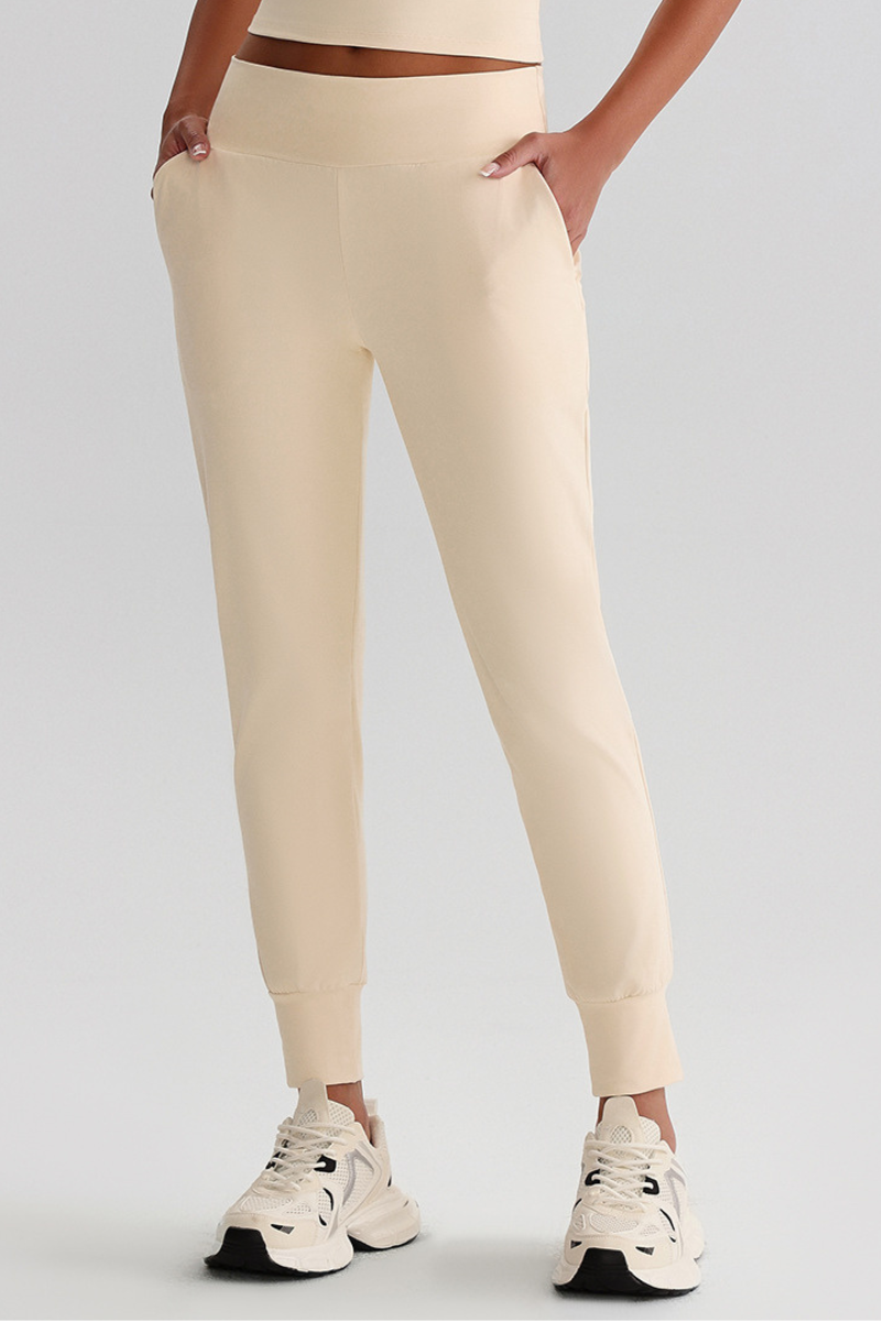 Leisure-style elastic-waist athletic pants