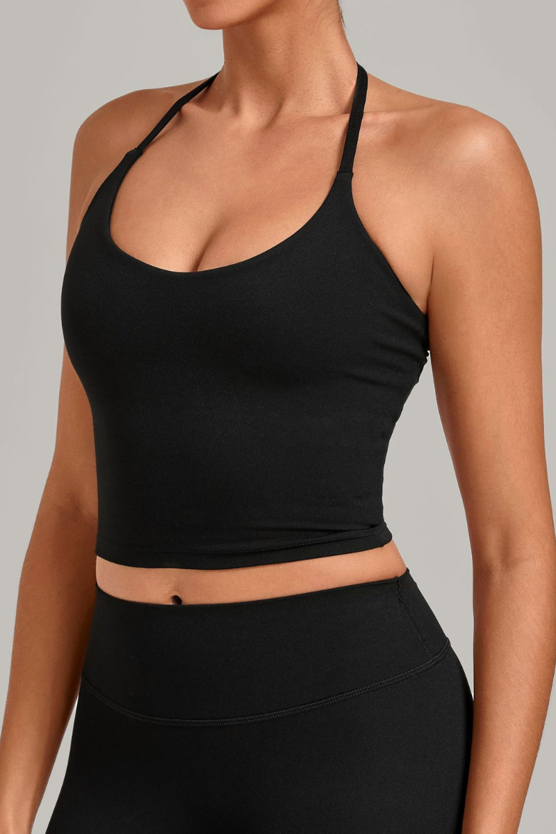Women’s Athletic Halter Neck Padded Cropped Yoga Tank Top