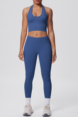Women's Seamless Set:Halterneck Bra And High Waist Leggings