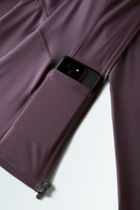 Women's Mock-Neck Color-Block Fitted Yoga Jacket