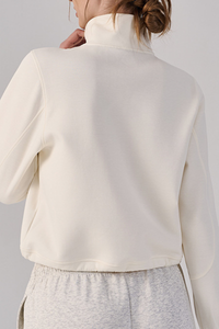 Women's Fall Half Zip Stand Collar Cropped Sweatshirt