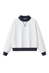 Women's Fall Cozy Fleece Mock Neck Color Block Sweatshirt
