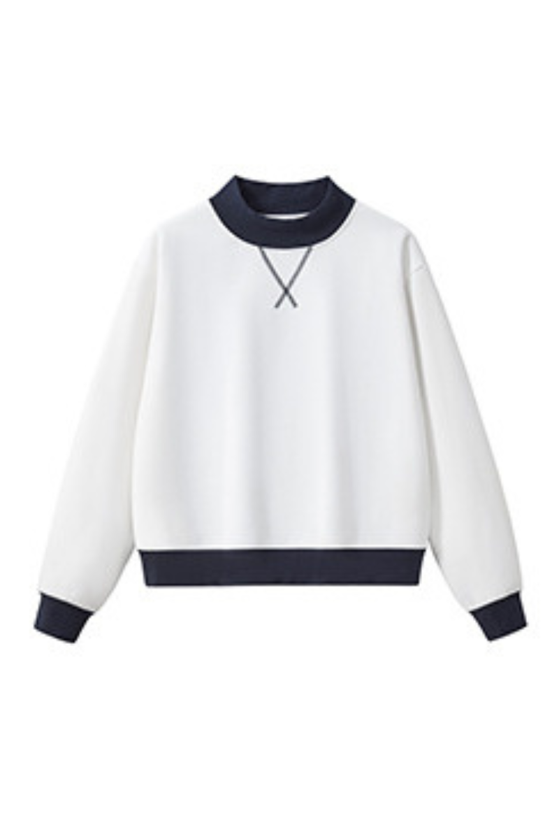 Women's Fall Cozy Fleece Mock Neck Color Block Sweatshirt