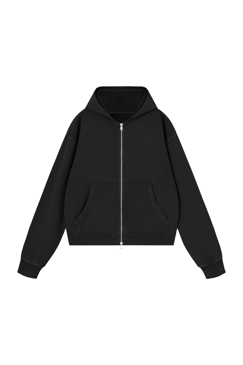 Unisex Fall Washed Vintage Boxy  Comfort Color Hooded Jacket