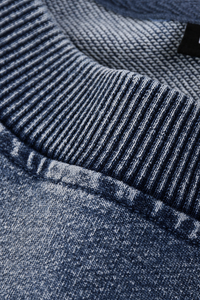 Unisex Fall 380G Heavyweight Washed Denim Relaxed Pullover
