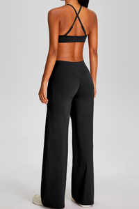 Women's Sports Sets:Twist Front Triangle Cup Bra & Pants