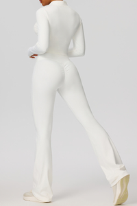 Women's Sports 3-Piece Set:Bra+Cropped Jacket+Flare Pants