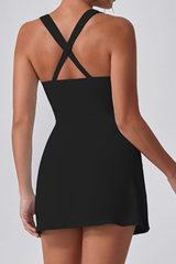 Women's Half-Zip Cross-Back Padded Tennis Mini Dress