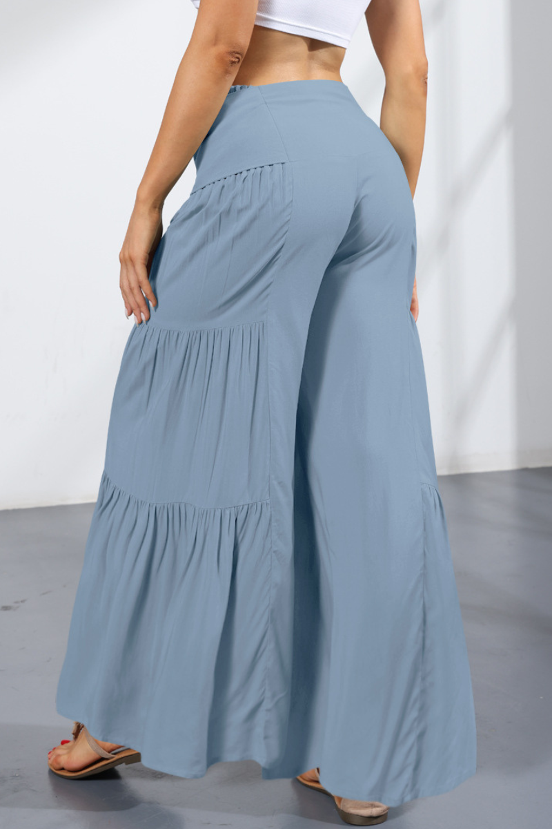 Women's vintage layered wide-leg pants